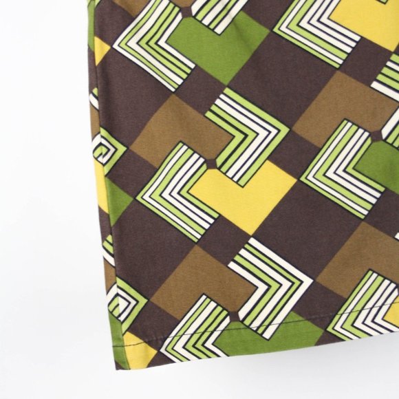 LOFT 8 Geometric Mustard Yellow Olive Green Retro Button Skirt vintage - Picture 3 of 4